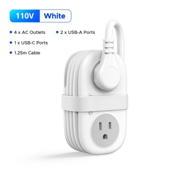 7 in 1 Power Strip, ORICO 4 Outlets 2 USB Ports