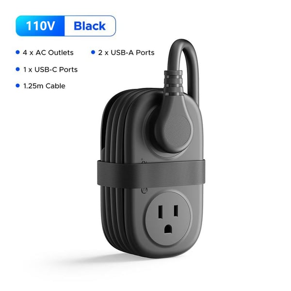 7 in 1 Power Strip, ORICO 4 Outlets 2 USB Ports