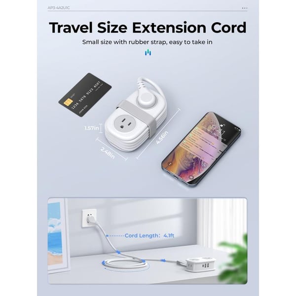 7 in 1 Power Strip, ORICO 4 Outlets 2 USB Ports